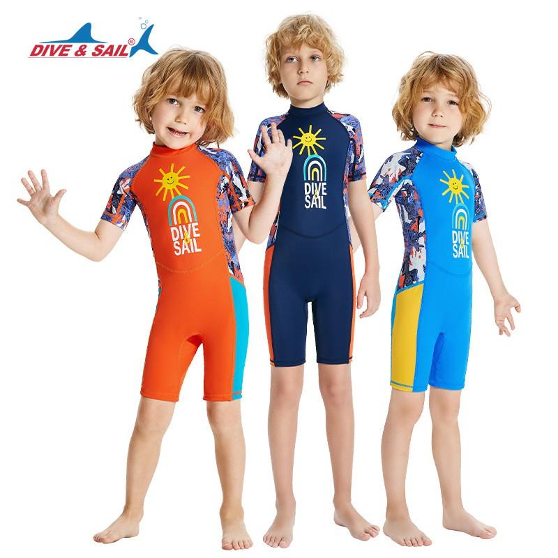 Kinderbadeanzug Jungen 'Einteiler Kurzarm Shorts Sonnenschutz Schnelltrocknend Mittel Alt Schwimmtraining Heiße Kleidung
