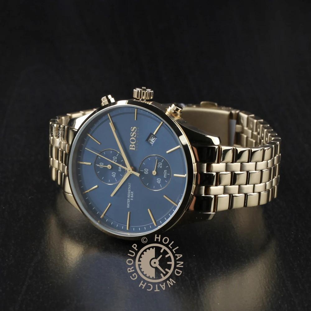 BOSS Orologio da Uomo al Quarzo con Quadrante Blu e Bracciale in Acciaio Inossidabile Dorato 1513841