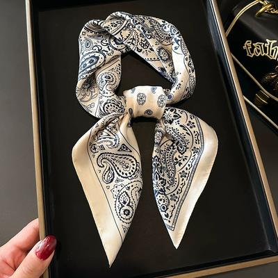 Foulard Hijab Donna Moda Stampa Seta Raso Femminile Lusso Quadrati Sciarpe Testa Signora Bandana Foulard Scaldacollo Ragazza