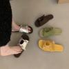 Flat-bottomed Silver Slippers Women's Shoes Wear Retro One-word Sandals Seaside Beach Sandals