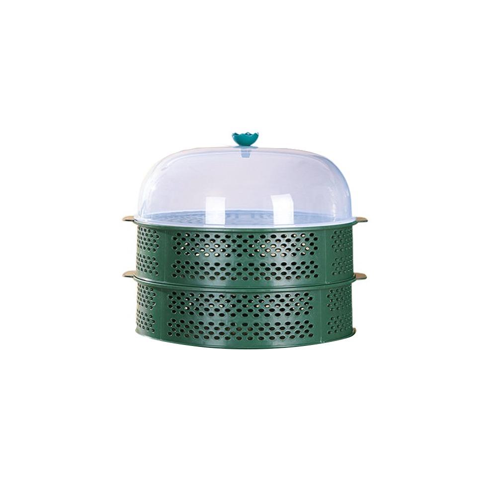 New Multi-layer Food Storage Tray with Lid Kitchen Tool Draining Basket Hollowed-out Plastic Vegetable Cover Household