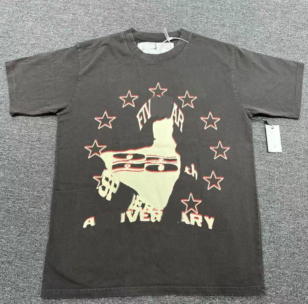 T-shirt Unisex con Stampa di Lettere in Schiuma Hip Hop Euro-Americano: Scollo Rotondo, Manica Corta, Design alla Moda