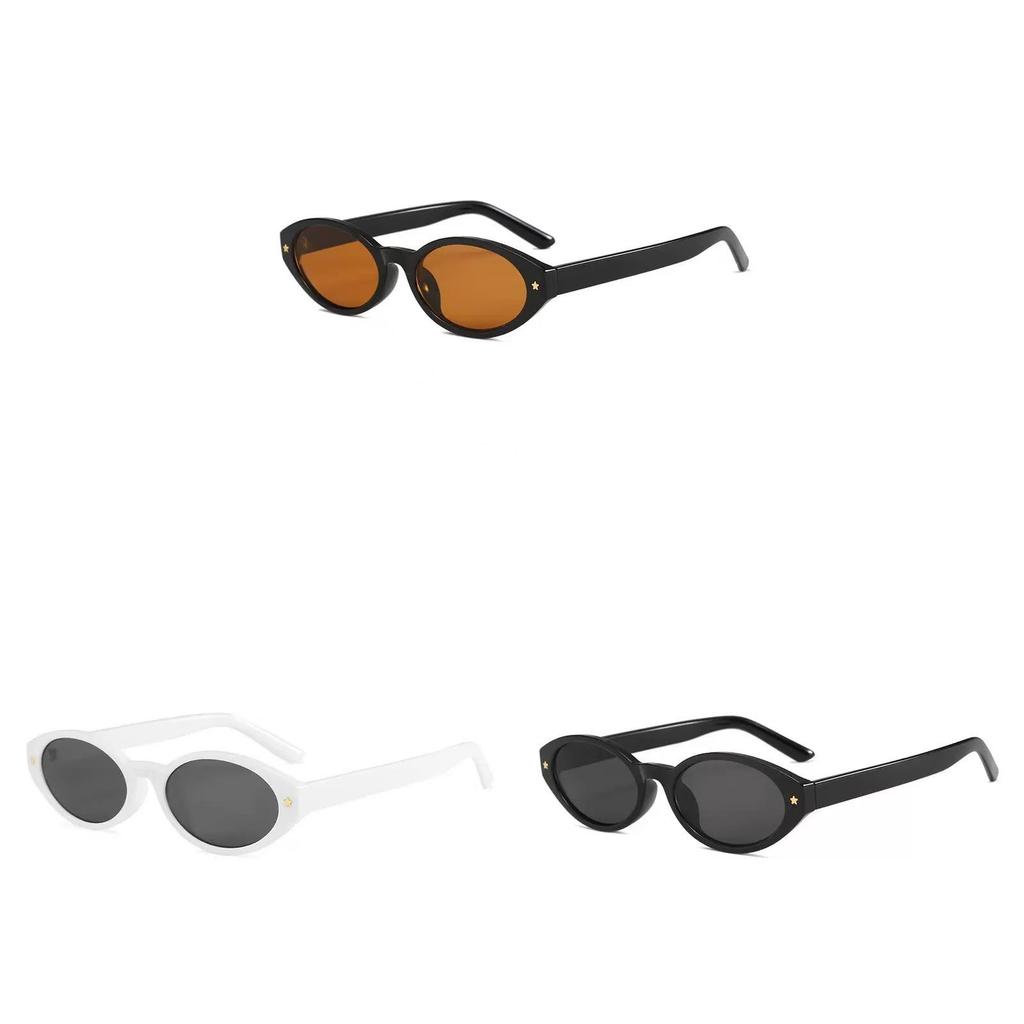 Vintage European Style Oval Cat Eye Sunglasses With Uv400 Protection For Fashionable Outdoor Wear