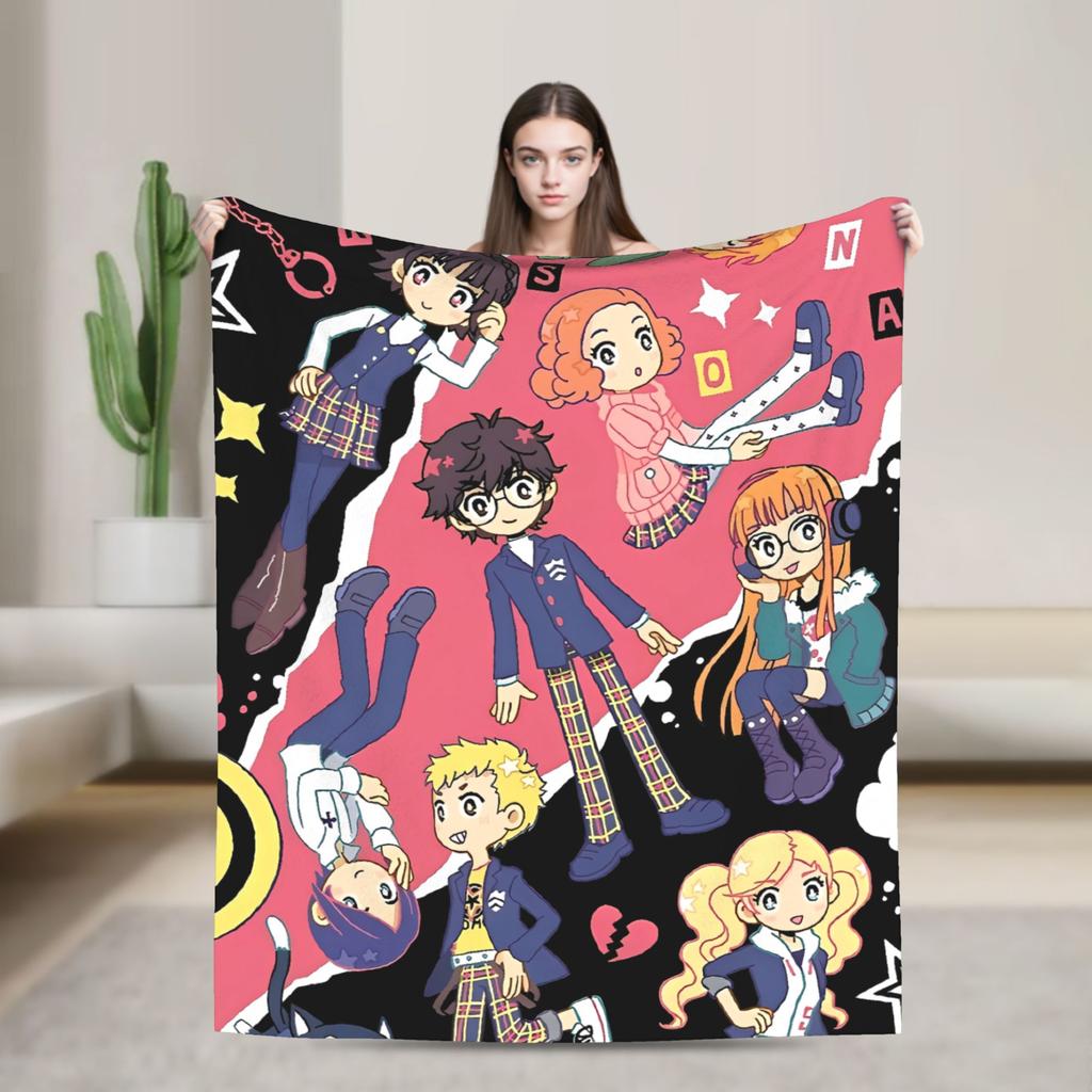 Anime P-Persona 5 Blanket  Soft Street Trend Plush Throw Blanket For Outdoor Travel Flannel Bedspread Bed Cover