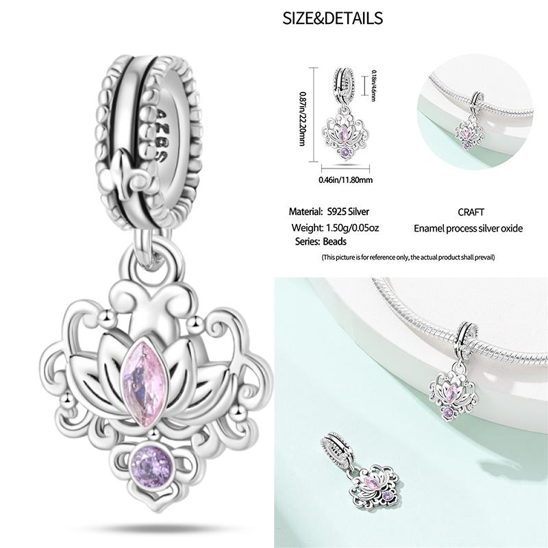 Copper Classic Purple Retro Heart Shape Lotus Angel Pattern Charms Beads Fit Necklace Bracelets Pendant Diy Jewelry