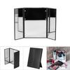 1pc Tri  sided Foldable 8 Led Brightness Lights Desktop Table Makeup Cosmetic Mirror (Black)