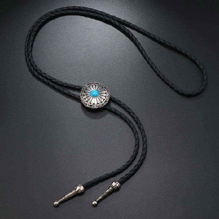 3 st PU Bolotie för Män Graverad Turkos Bolotie Halsband Krage Hänge Western Bolotie för Skjorta Rodeos Halsband