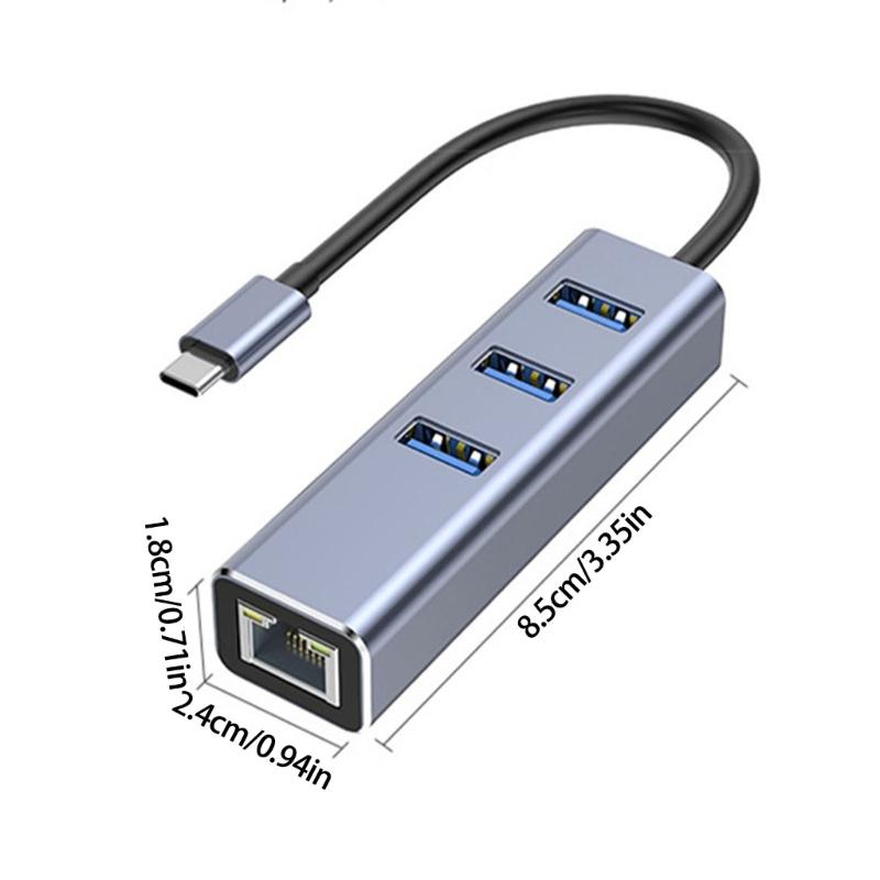 Efficient USB 3.0 Type C Hub With 3 Port And Gigabit Ethernet Adapter Suitable For Laptops And Computers Fast Internet