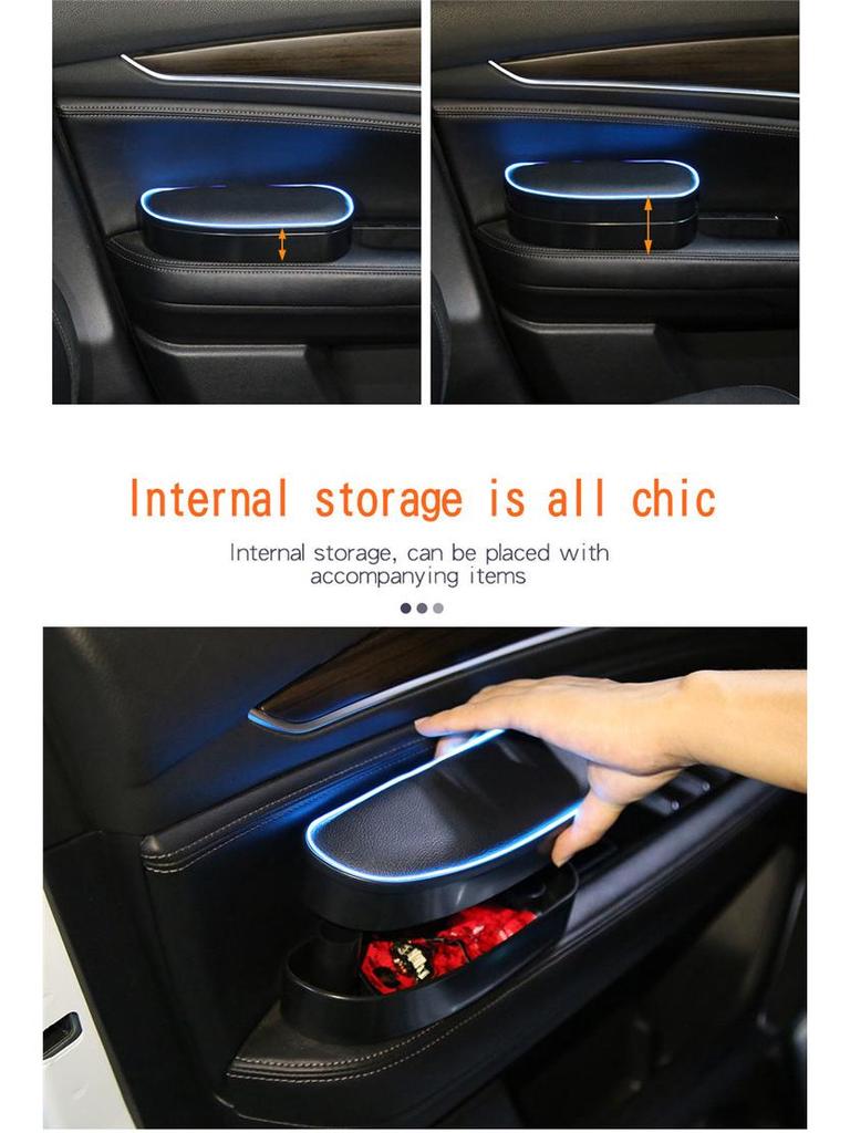Universal Car Door Storage Box with Light: Left Elbow Rest and Armrest Pad