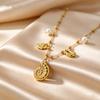 Fashion Ocean Style Imitation Pearl Fish Conch Pendant Necklace for Women Waterproof Stainless Steel Jewelry Gift Party Daily
