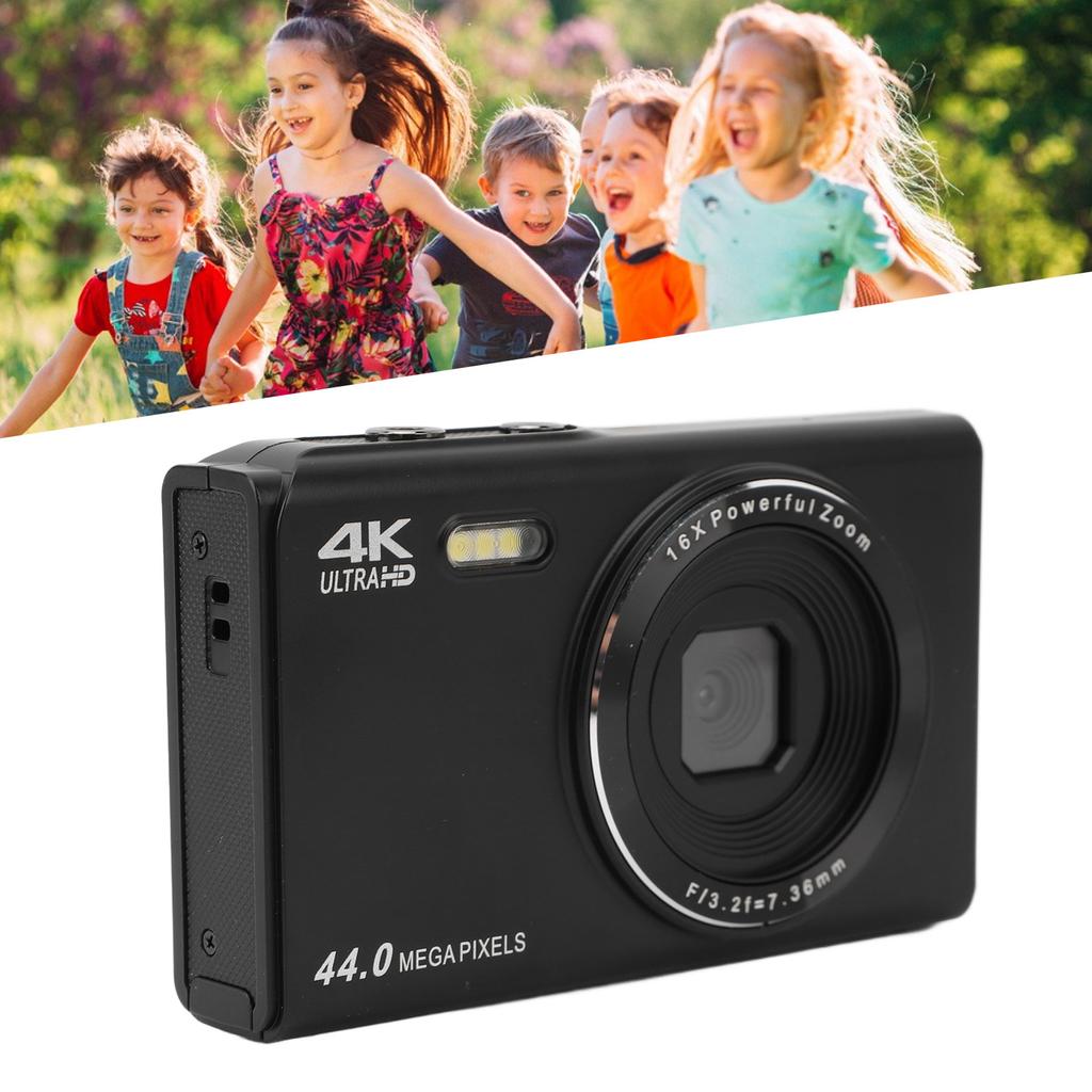 4K Digital Camera for Teens Kids 44MP 16X Digital Zoom Autofocus Anti Shake 2.4 Inch Screen   Compact Camera for Photography Travel  