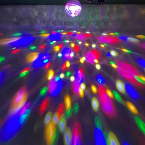 Mirror Ball Disco Light, 9-Color RGB LED, Stage Lighting with Remote Control, Voice Activated, Multi-Function Lighting, Rotating Crystal, USB Powered,