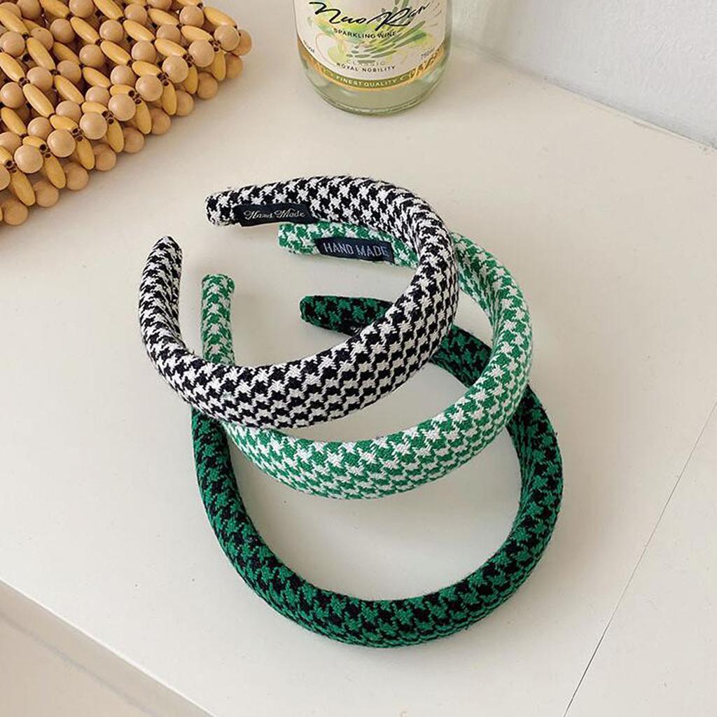 PROLY New Fashion Women Headband Classic Houndstooth Turban Adult Soft Solid Color Turban Girls Party Travel Hair Accessories