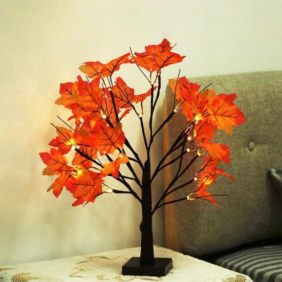 Maple Trees with Lights DIY Branches Maple Leaf Light Fall Thanksgiving Decorations for Home Wedding Indoor Party