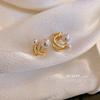 Korean metallic pearl stud earrings C-shaped design earrings temperament simple temperament earrings