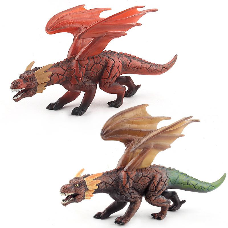 Warcraft Dragon Model Toy: Fire Rock & Stone Dragon, Movable Jaw, Dinosaur Ornament