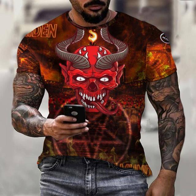 3D Printing T-Shirt Demon Weird Top Street Men's T-Shirt Skull O Neck Fashion Men's Top Short Sleeve Summer Men T-Shirt