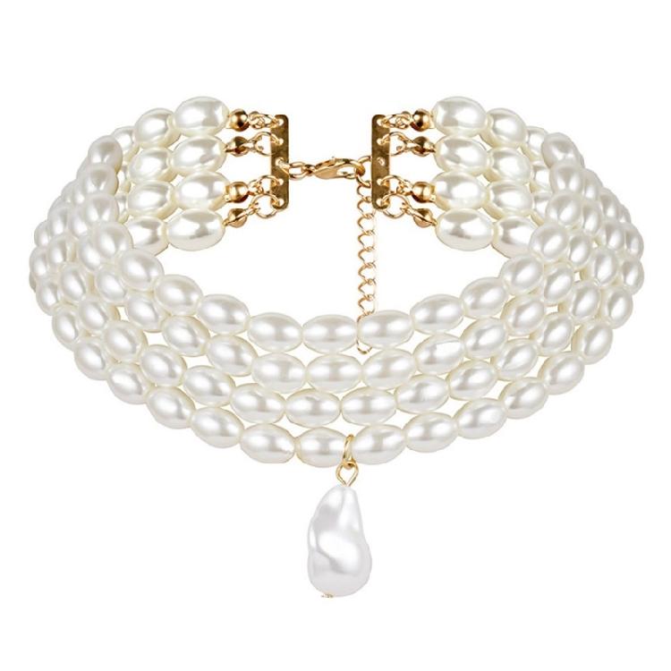 Колье с имитацией жемчуга Заявление Свадебный чокер Многослойное жемчужное колье