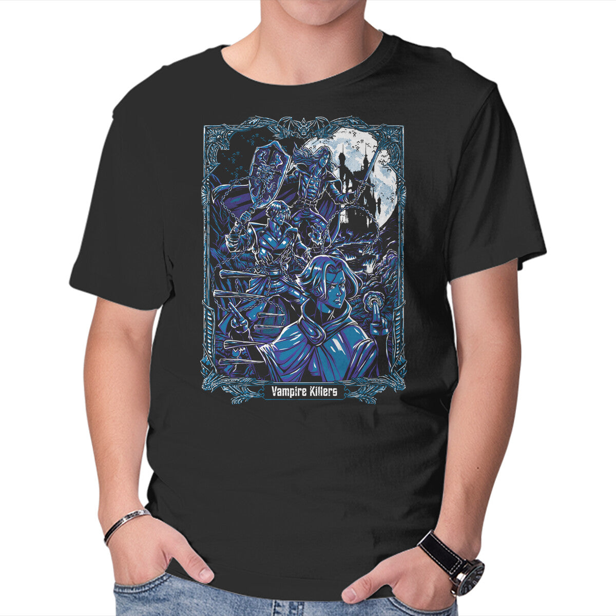 Unisex Crew Neck T-Shirt The Vampire Killers Graphic Short Sleeve Casual Tee S