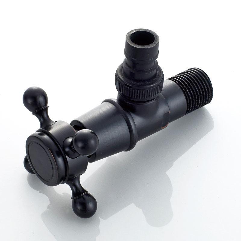 1 szt. Antyczny Czarny Mosiądz Kranik Pralka Kran Narożny Łazienkowy Ogród Zewnętrzny Balkon Kran Gwint G1/2' Montaż Ścienny