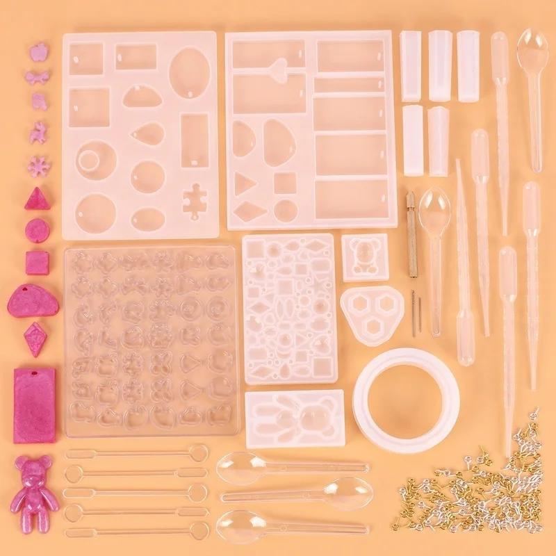 

229 шт. Форма для ювелирных изделий Серьги Подвеска Ожерелье Форма Силиконовая смола Литье DIY Набор для творчества A