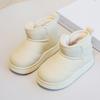 Children's snow boots, winter boys' short boots with thick fleece, girls' cotton boots, warm baby cotton shoes