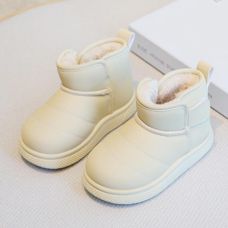Children's snow boots, winter boys' short boots with thick fleece, girls' cotton boots, warm baby cotton shoes
