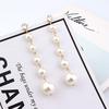 1 Pair Elegant Fashion Women Ladies Zircon Jewelry Big Pearl Long Dangle Earrings Crystal Ear Stud