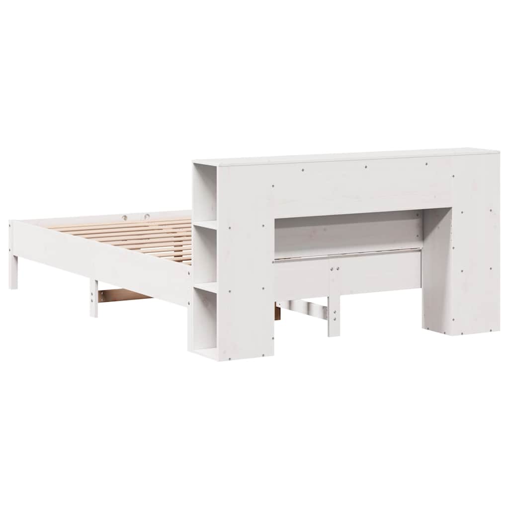 Vidaxl Bed With Shelf, Without Mattress, White, 160X200 Cm, Pine