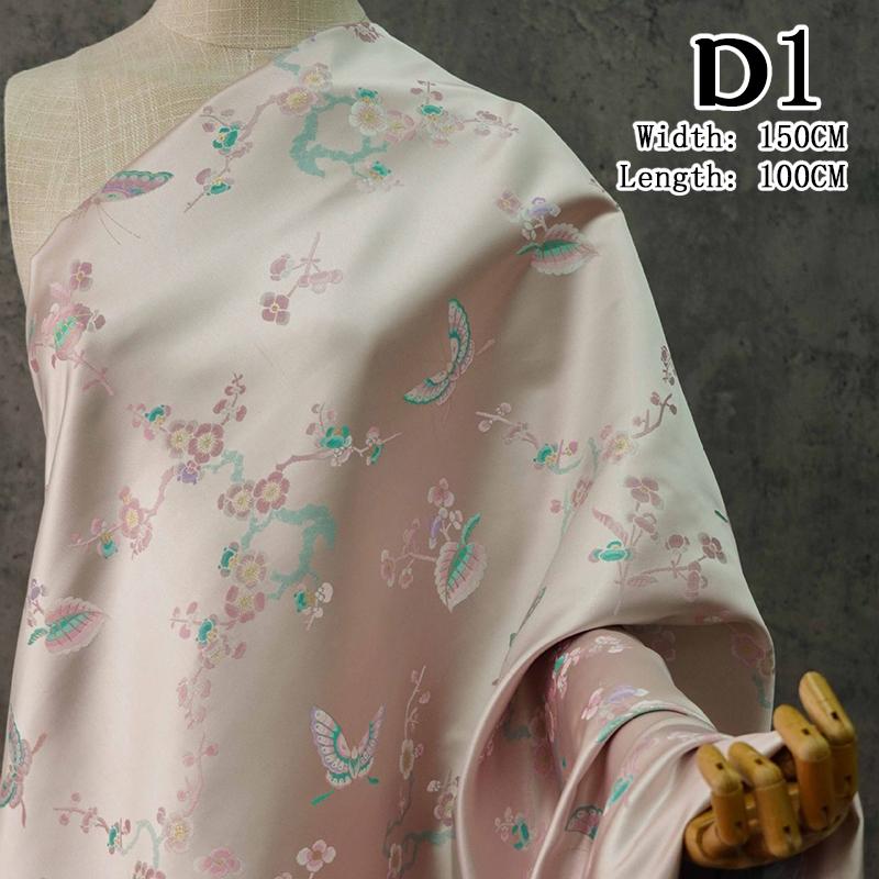 1M Butterfly Jacquard Satin Fabric For Sewing Chinese Hanfu Dress Cheongsam Bag Pillowcase Apparel Material Brocade Fabric