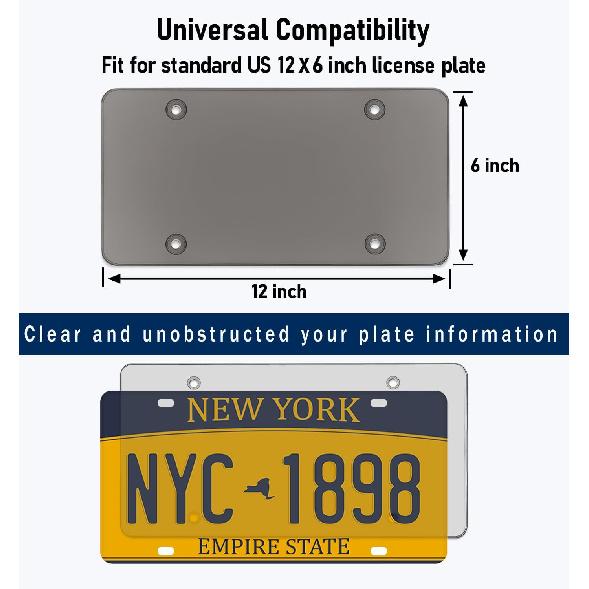 License Plate Cover License Plate Frames: 2 PCS License Plate Protector - Plastic Car Front/Rear License Plate Cover With Screw Cap For US Standard