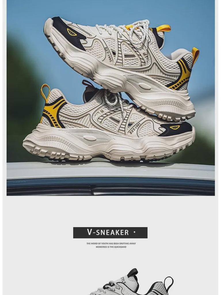 2024 Men's Autumn Breathable Casual Sneakers - Lightweight, Non-Slip, Trendy Thick-Soled Shoes