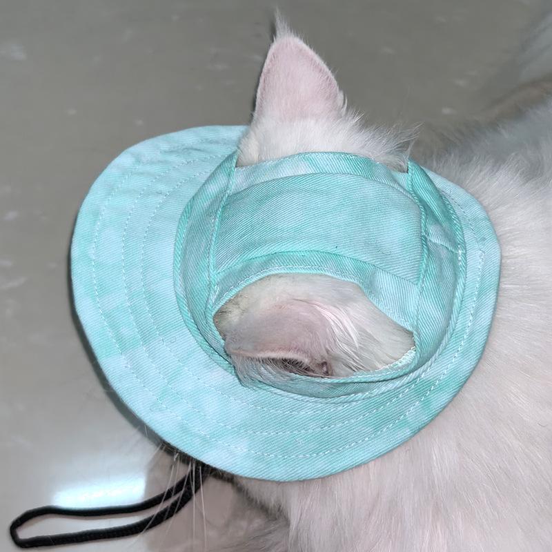 Sun Protection Hats for Dogs and Cats, Anti-sticking Hats, Anti-peeling Ears, Adjustable Rope Buckle Fisherman Hats for Pets