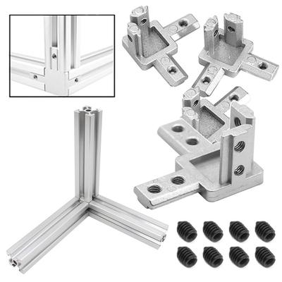 Silver with Screws Aluminum Extrusion Profile Bracket Connector European Standard End Corner 3-Way