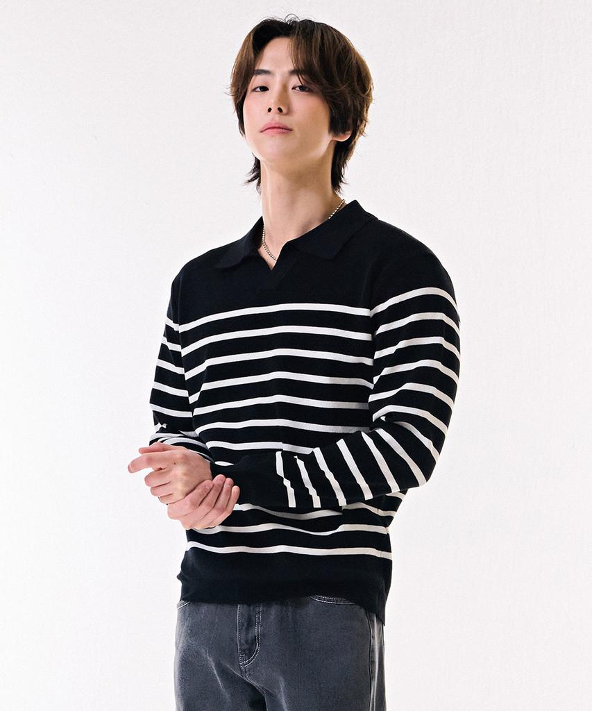 CHASECULT Men'S Striped Collar Sweater-Dark5213B03