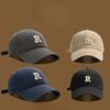 Four season R-letter soft top baseball cap, fashionable men's and women's sun shading and sun protection duckbill cap