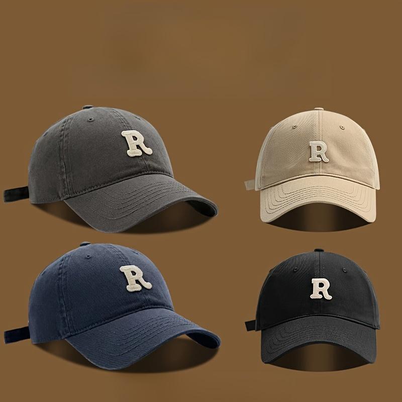 Four season R-letter soft top baseball cap, fashionable men's and women's sun shading and sun protection duckbill cap