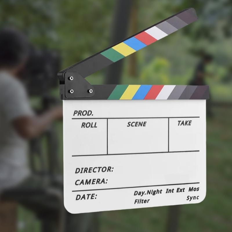 Acrylic Production Slates with Color Clapper Sticks with Dry Erases Markers for Movie Filming Video Recording Accessories