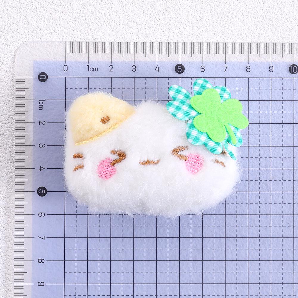 Cartoon Four-Leaf Clover Lucky Kitten Pendant Keychain Hair Accessory for Students