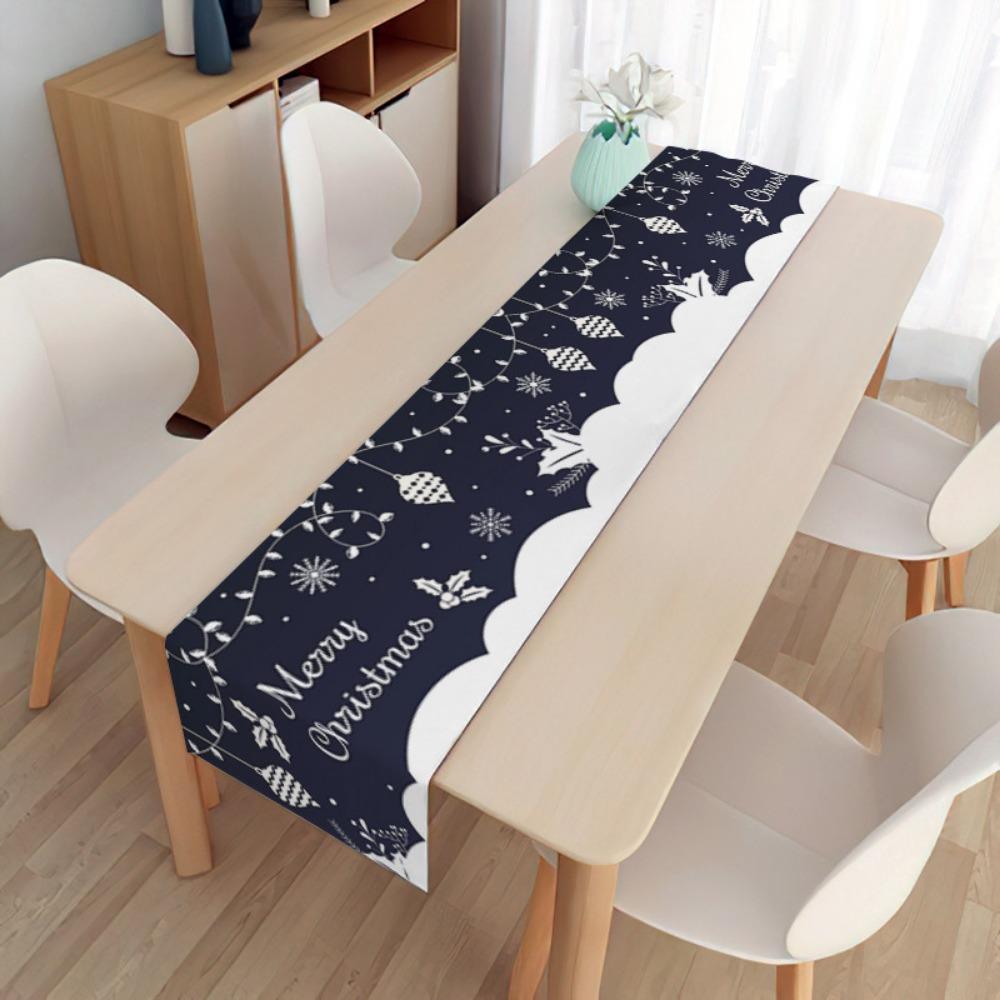 2pcs Christmas Decorative Tablecloth Holiday Gifts Household Long Tablecloth Placemat Linen Table Flag