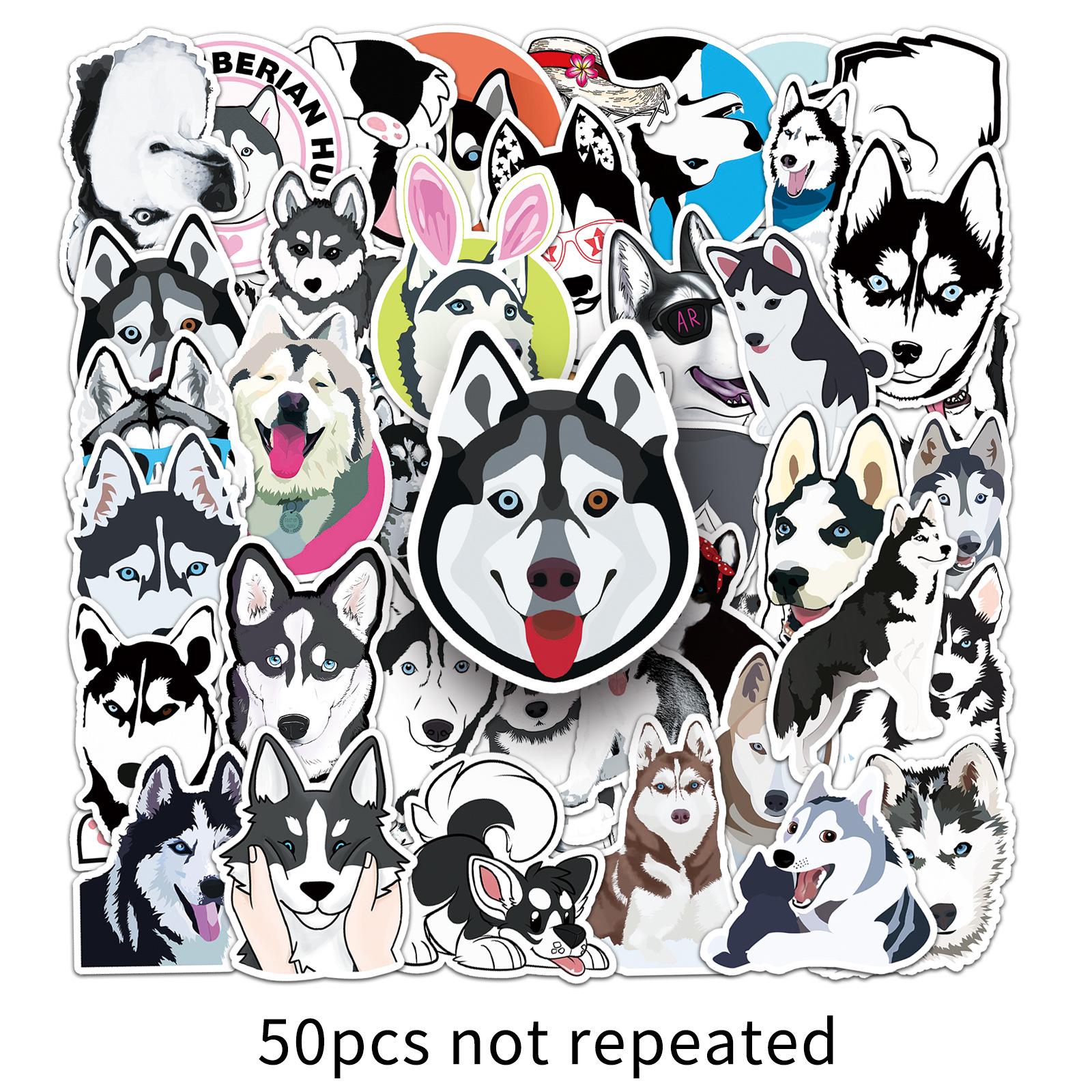 50 Husky Graffiti Cartoon Animal Stickers - Waterproof DIY for Skateboards & Luggage