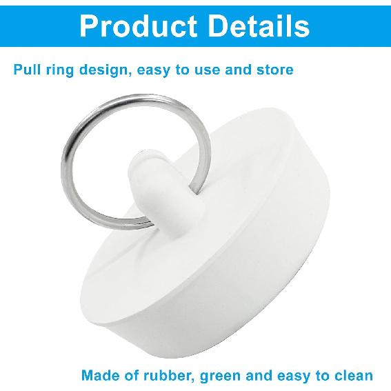 2 Pack Rubber Drain Stopper, Universal Bathroom Sink Stopper Bathtub Drain Plug, Fits 1-1/2 Inch for Bathroom Kitchen Sink Tub Drain