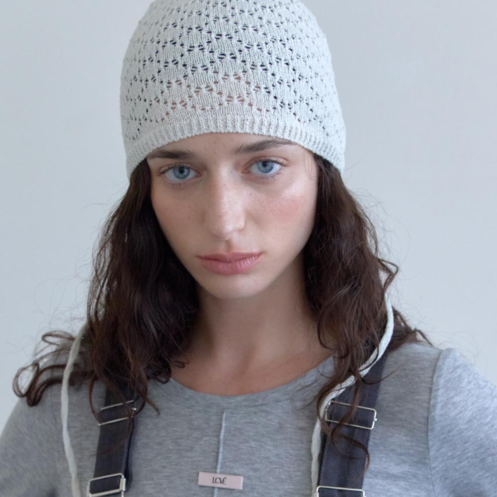 Elssibeui Crochet Knit Beanie_Ivory