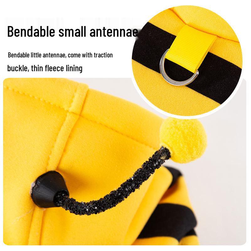 Leashable Bee Pet Sweatshirt for Cats: Cozy Autumn/Winter Fleece for Ragdoll & Blue Cats, Two-Legged Design.