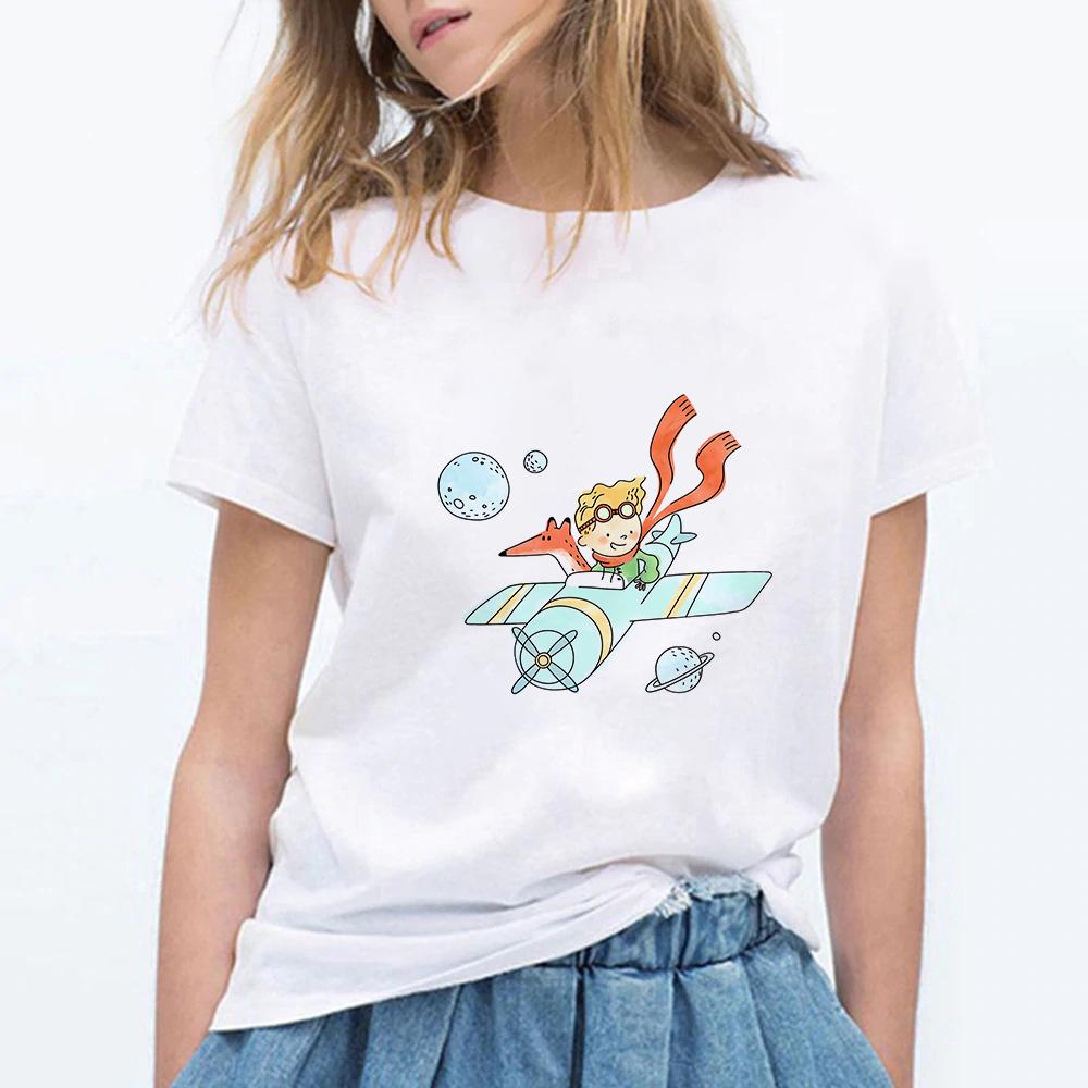 Little Prince White Print Women's Short Sleeve T-Shirt