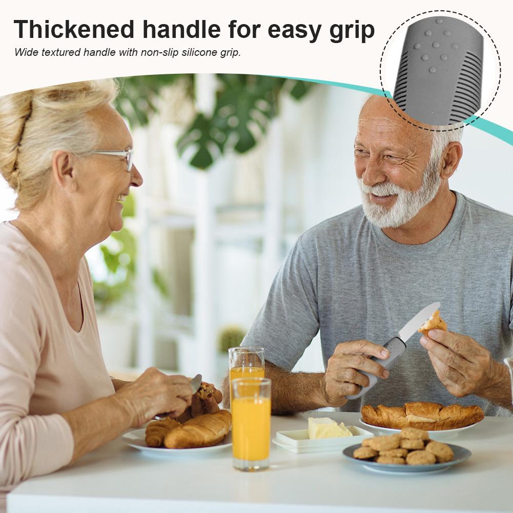 4-Piece Weighted Adaptive Utensils for Hand Tremors 45°Angled Parkinsons Utensils for Elderly 2.5oz Weighted Built Up Utensils