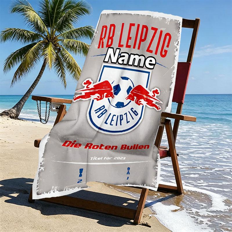 Personalisierter RB Leipzig Strandtuch mit individuellem Namen, für Reise, Camping, Strandparty, Heimdekoration, Geburtstagsgeschenk für Familie & Freunde