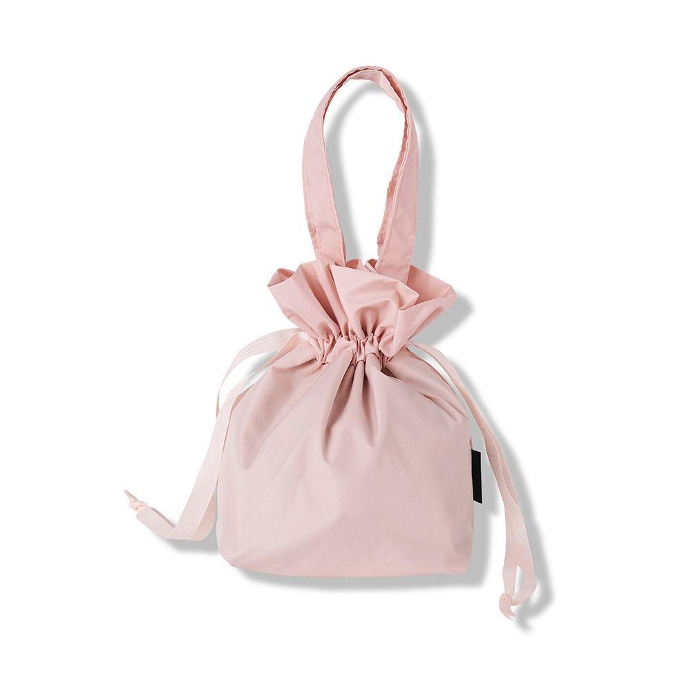 Solid Color Drawstring Bag Storage Cloth Handbag Sweet Cosmetic Bag Female