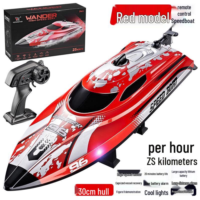 Children's High-Speed Remote Control Boat - Waterproof, Shockproof, Anti-Flip with Lights, 2.4G Yacht