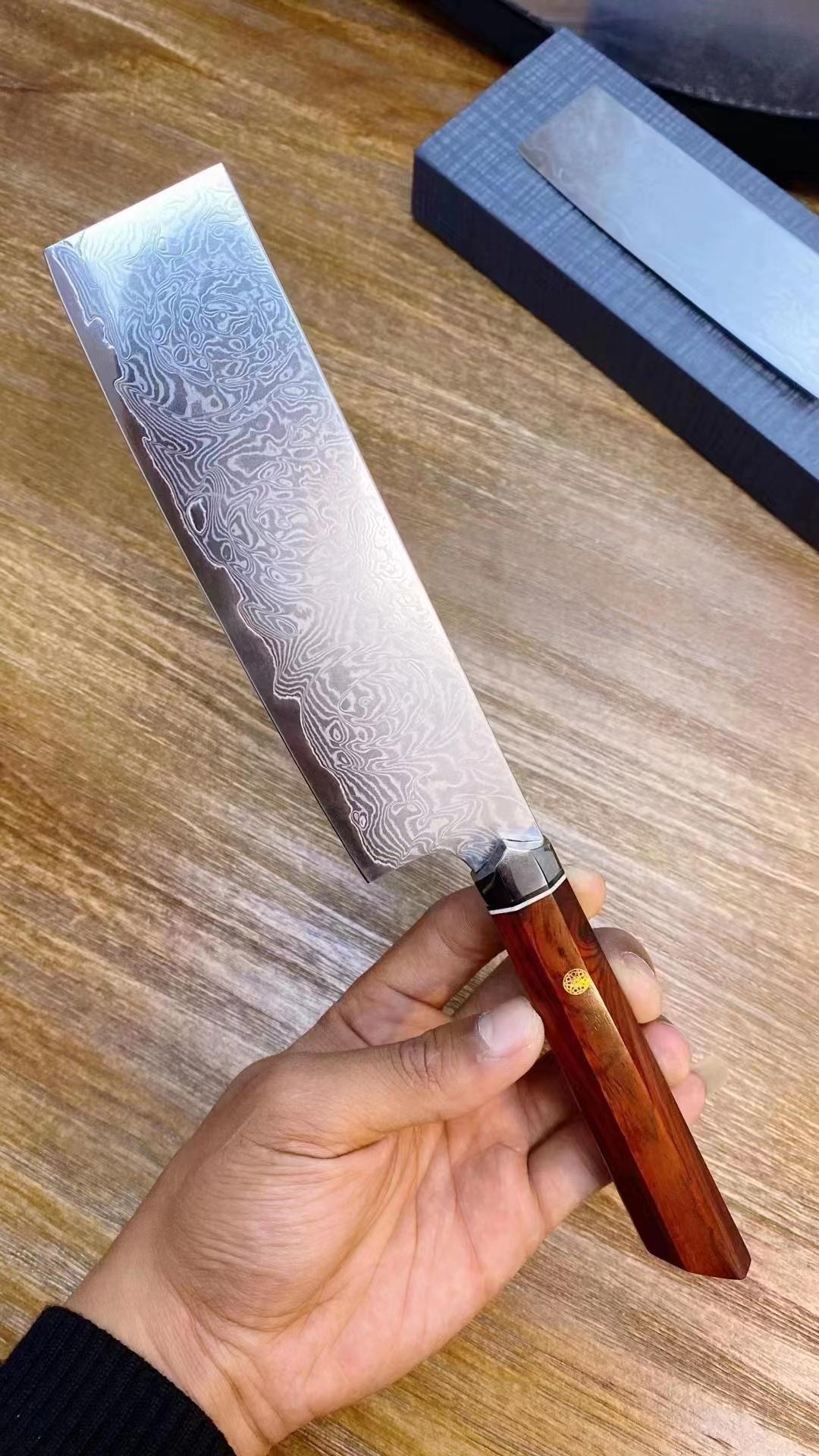 6 Inch Nakiri Knife 67-layers Damascus VG10 Steel Blade Roseood Handle Sharp Chef Cleaver Slicing Meat Japanese Kitchen Knives 6 inch